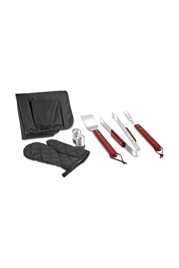 Karaca 7 Piece Wooden Handle Bbq/Grill Set with Apron