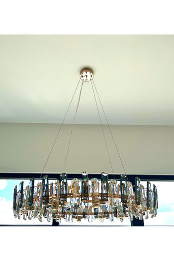 LUXXO Candelabru Madame M, 10xE14, corp aluminiu, decoruri cristal, diametru 80cm