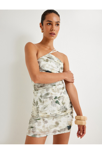 Koton Khaki Women's One Shoulder Mini Dress