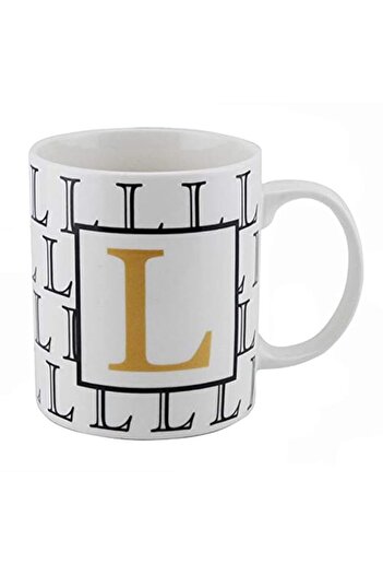 Generic Shallow Letter L Printed Porcelain Ceramic Cup Tea Coffee Mug, Bd-Mug-L