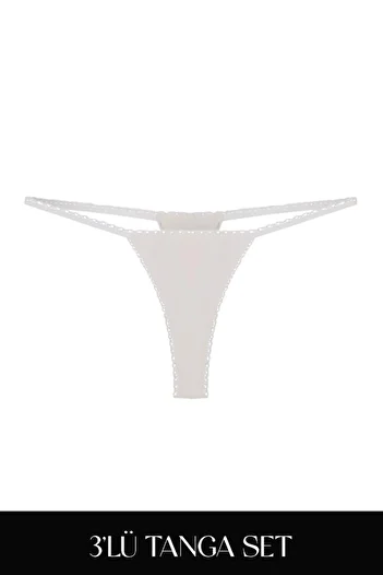 Feu De Elu Cotvie 3 culori ESK Cotton Thong Set de 3 chiloți