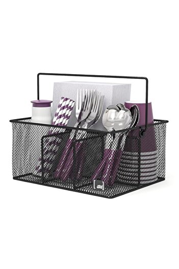 Generic Mindspace Black Utensil Holder , Kitchen Condiment Organizer and Flatware Utensil Caddy | The Mesh
