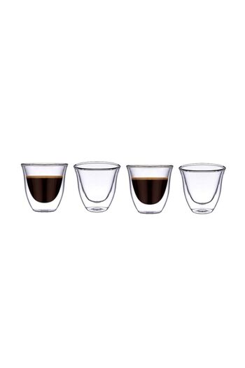 Generic BLACKSTONE Double Wall Glass Cawa Cups, suitable for coffee, 4PC SET 70ML - DG501