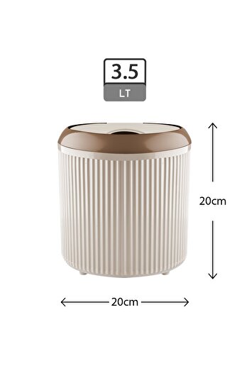 GLUS Çizgili Yuvarlak Çöp Kovası 3.5 Litre Banyo Mutfak Çöp Kovası Manuel Kapak