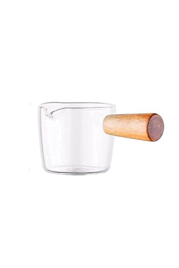 Generic BLACKSTONE Sauce Cup Glass Pots Non Stick Mini Saucepan Butter Warmer With Wooden Handle Small Cook