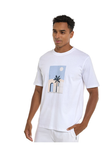 R&B Printed T-Shirt with Crew Neck and Short Sleeves