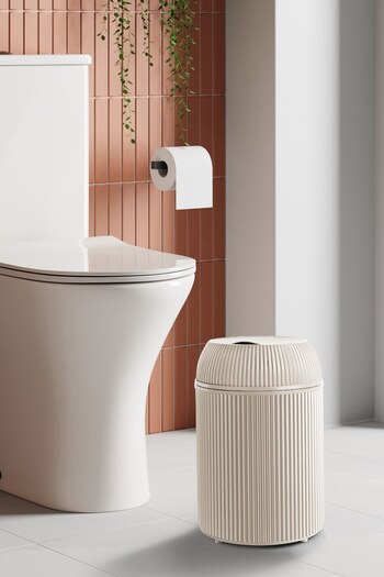 GLUS Çizgili Yuvarlak Çöp Kovası 10 Litre Banyo Mutfak Çöp Kovası Manuel Kapak