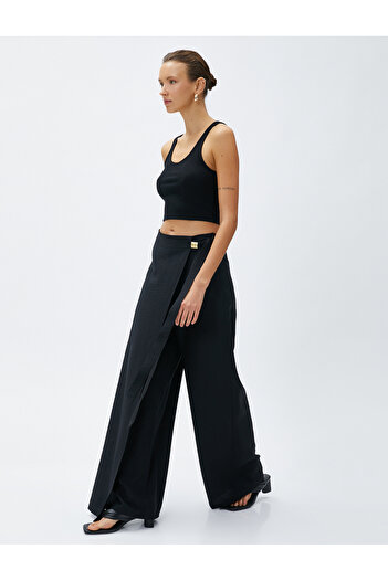 Koton Wrapped Belt Detail Palazzo Trousers