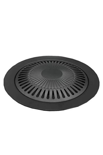 Generic YXQQ Korean-Style Round Grill Pan, Traditional Cast Iron Barbecue Plate Tray, Korean BBQ Egg Grill