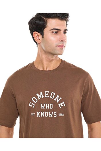 R&B Typography Print T-Shirt With Crew Neck and Short Sleeves