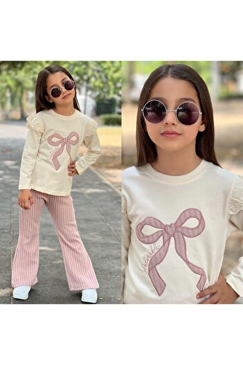 ALPİDS Embroidered Detail Fisto Sleeved Knitwear Pants Girl's Set
