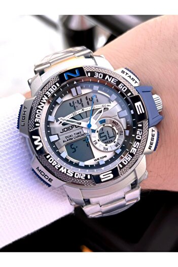 Joefox Steel Cord Digital and Analog 2 Years Warranty 3 Atm Water Resistant Men Wristwatch Joe1.Lc02