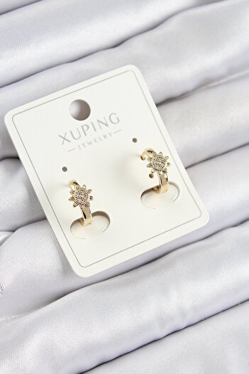 STİLLOVE Xuping Zircon Stone Flower Model Gold Color Women's Earrings