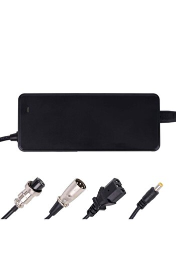 VTM Li-ion Charger 67.2V/2A with 4 Plugs for Electric Scooters, Bicycles, Hoverboard, Scooter, Black