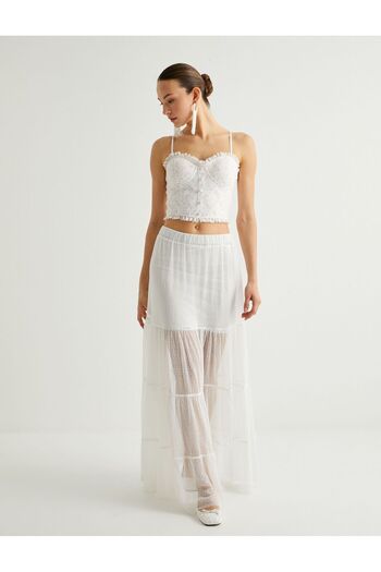 Koton White Women's Maxi Tulle Skirt