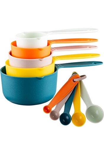 Saharaz 10 Pcs Measuring Cups and Spoons Set,Plastic Measuring Cups and Spoons,for Baking & Kitchen