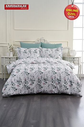 Kahramanlar Bouquet Double Duvet Cover Set 100% Cotton