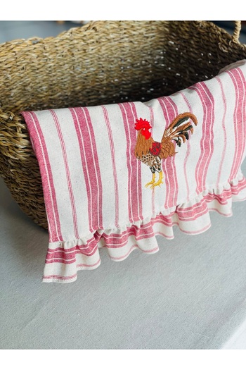 HOME OF BLOSSOM Embroidered Linen Kitchen Cover