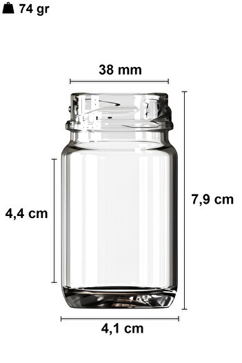 Afracam 67 ml Metal Altın Kapaklı Shot Şişesi 67 Cc Şeffaf Küçük Kavanoz 50 Adet