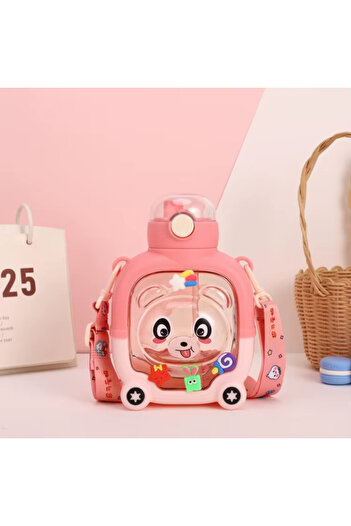 SUKILO 1000ML Cute Children's Water Bottle - Bpa Free, with Straw and Drip-Free