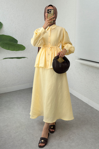 Salih Çelebi Modal Skirt Suit 2371 - Yellow