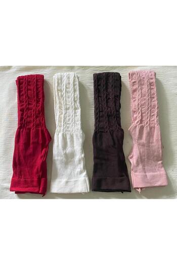 DÜVEN Pack of 4 Girls' Pantyhose (Cotton, Patterned, Wife, Winter Pantyhose)
