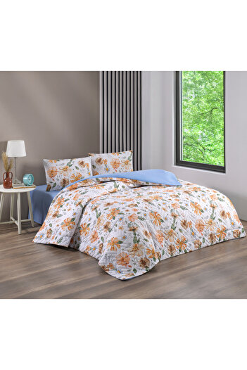 Kristal By Taç Four Seasons Colorful Quilted Double Quilt Can Be Placed Ranforce Duvet Cover Set