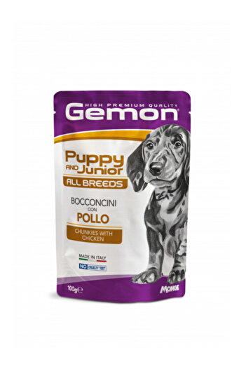 Monge Gemon Chunkies Puppy & Junior Toate Rasele - Hrană Umedă - Pui - 100g