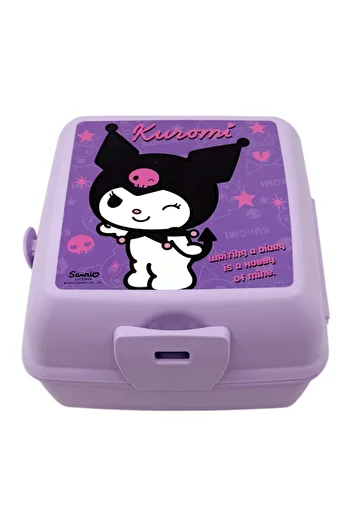 WİGGLE Kuromi Licensed 4 Compartment Children's Lunch Box - Food Storage Container with Spoon and Fork