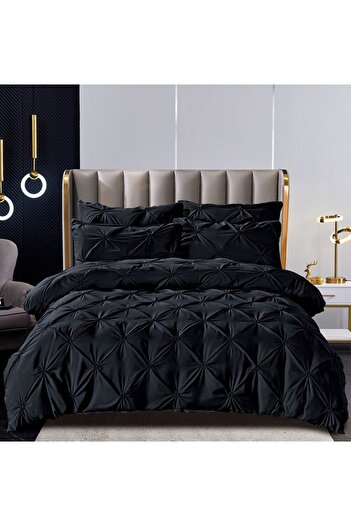 FIONNA.RO Finet Bed Linen With Pleats - Black