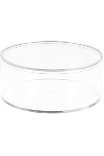Lamsit Ibdaa Round Acrylic Container with Lid - Candy & Jewelry Organizer (15x15x7)