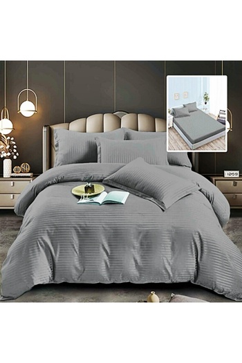 PATONE Damask Polycotton Bed Linen, 6 pieces, fitted sheet, dark gray