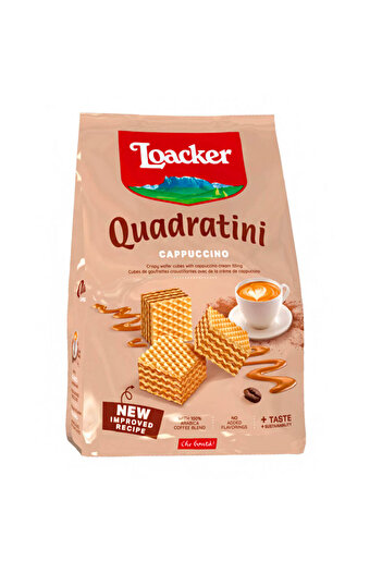 Loacker Quadratini Mini Wafer Cookies with Cappuccino Cream Filling, 110g