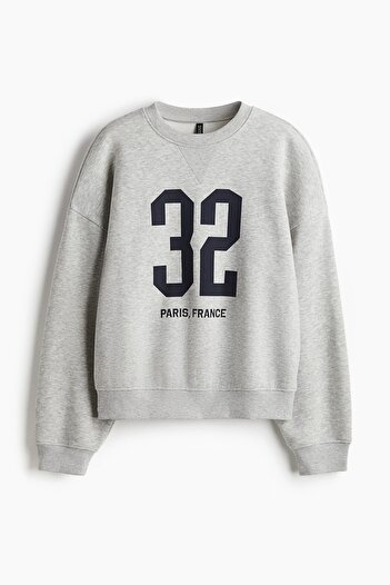 H&M Motif Detaylı Sweatshirt
