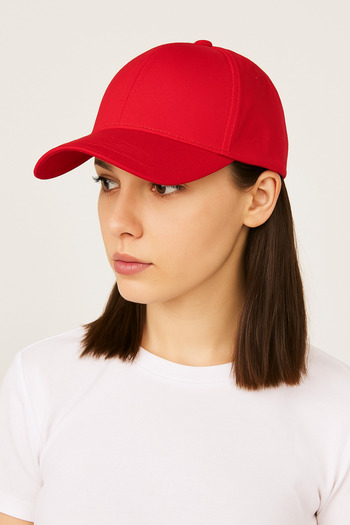 CosmoOutlet Women's Adjustable Belted Solid Color Red Sports Hat