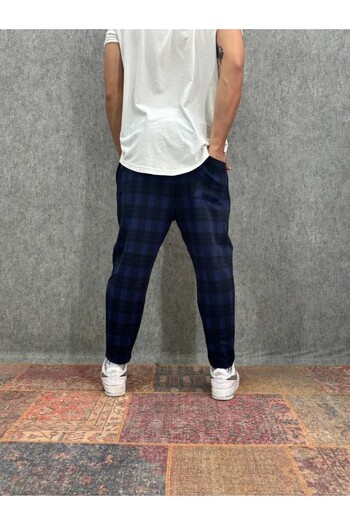 FıttingRoom Plaid Baggy Trousers with Elastic Waist