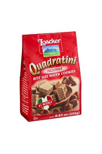 Loacker Quadratini Hazelnut Bite Size Wafer Cookies, 250g