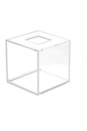 Lamsit Ibdaa Acrylic Tissue Box, Square 14x14x14 cm, Clear, Mirror Finish
