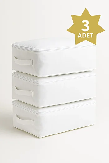 YELLOW STARY HOME DECOR (3 Pcs)White Sofa Bed & Bed Base Type Pillow Quilt Storage Bag-Bed Base Organizer 65X45X22 cm