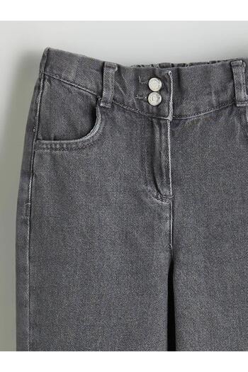 LC Waikiki LCW Kids Indigo Beli Ayarlanabilir Lastikli Kız Çocuk Jean Pantolon