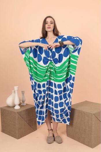 EL jadida Women's Plus Size Ring Detailed Viscose Long Dress