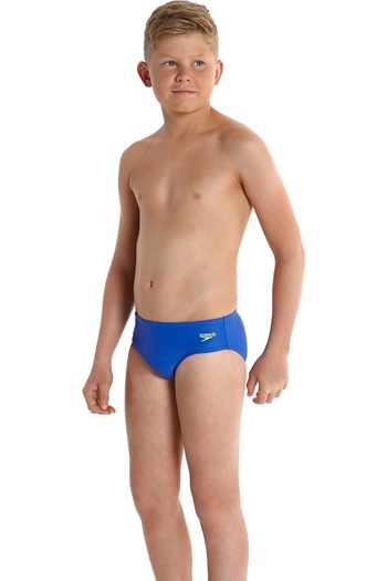 SPEEDO Endurance 10 Boy's Slip Swimmer Swimsuit Blue-Yellow