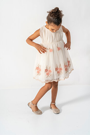 DFN Flower Embroidery Birthday/Party/Special Occasion Dress