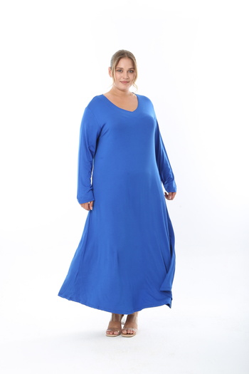 XL Modam Women's Long Sleeve Pocket Lycra Viscose Plus Size Dress