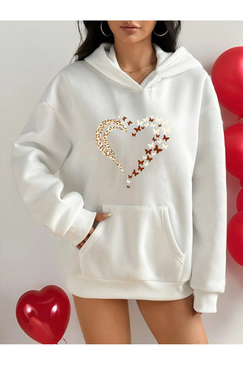 uyguntarz Hanorac oversize unisex cu imprimeu leopard inimă
