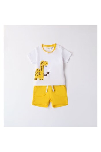 İDO Boy's T-shirt and shorts set, I Do, Yellow/White, 74-80 cm