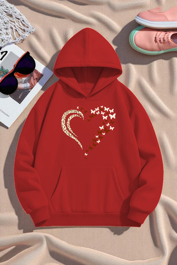 uyguntarz Unisex Leopard Heart Pattern Printed Oversize Sweatshirt