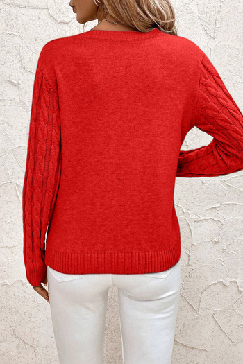 AQE FASHION Women's Hair Braided V-Neck Red Knitwear Sweater