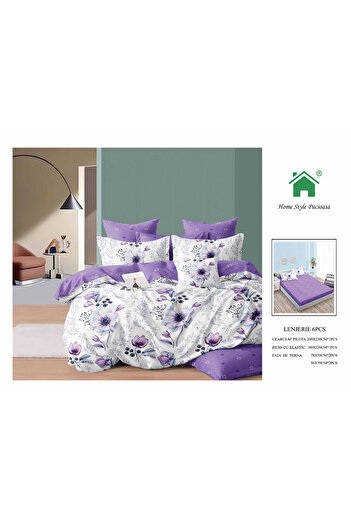 FIONNA.RO Finet Bed Linen With Elastic - Purple With Flowers