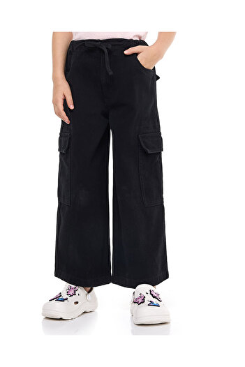 R&B Solid Cargo Pants with Drawstring Waist